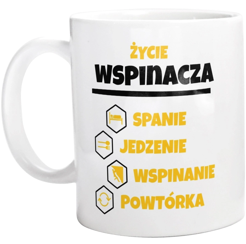 Wspinacz - Spanie Jedzenie - Kubek Biały