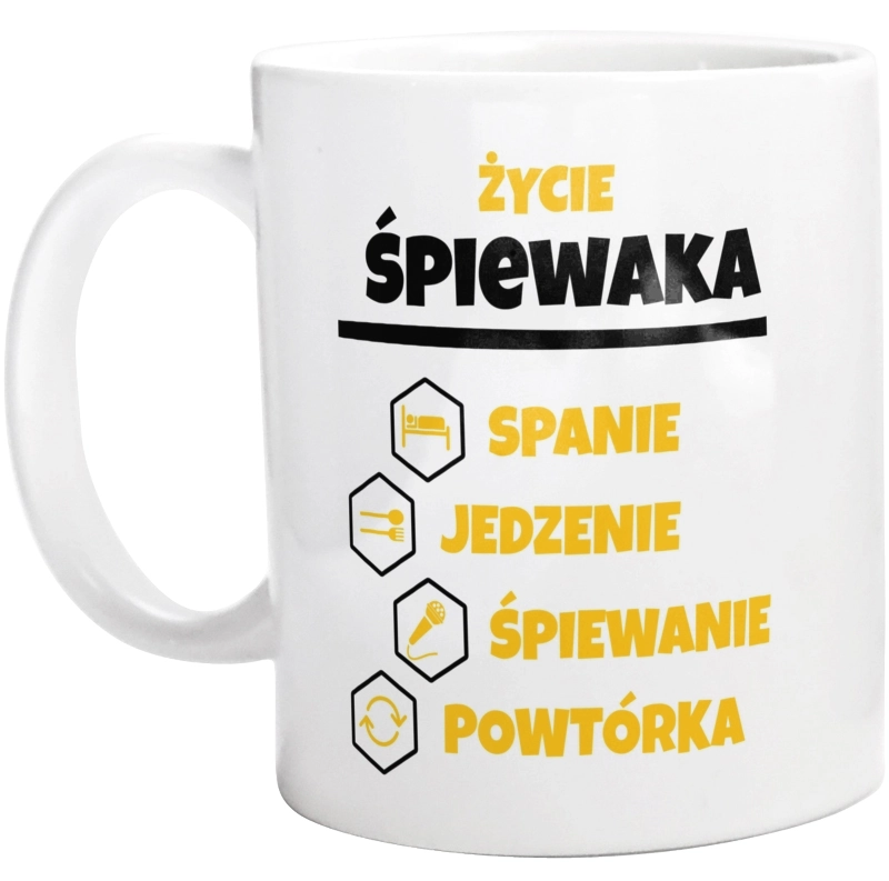 Śpiewak - Spanie Jedzenie - Kubek Biały