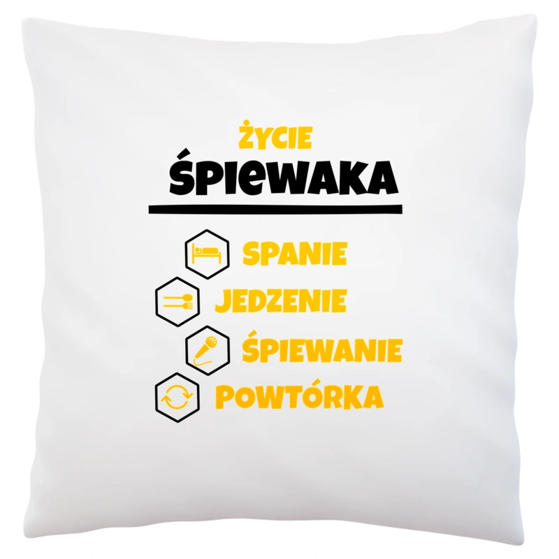 Śpiewak - Spanie Jedzenie - Poduszka Biała