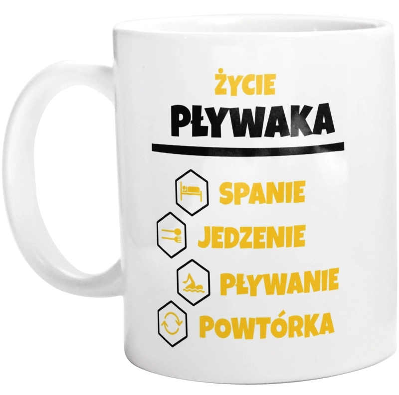 Pływak - Spanie Jedzenie - Kubek Biały