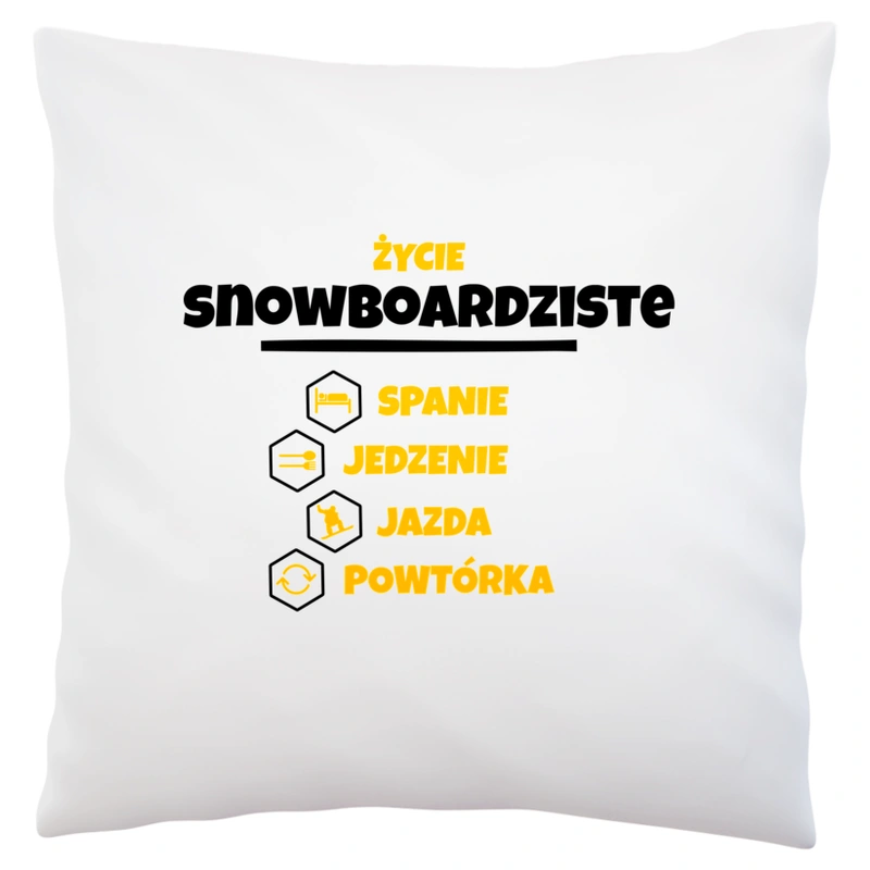 Snowboardzista - Spanie Jedzenie - Poduszka Biała