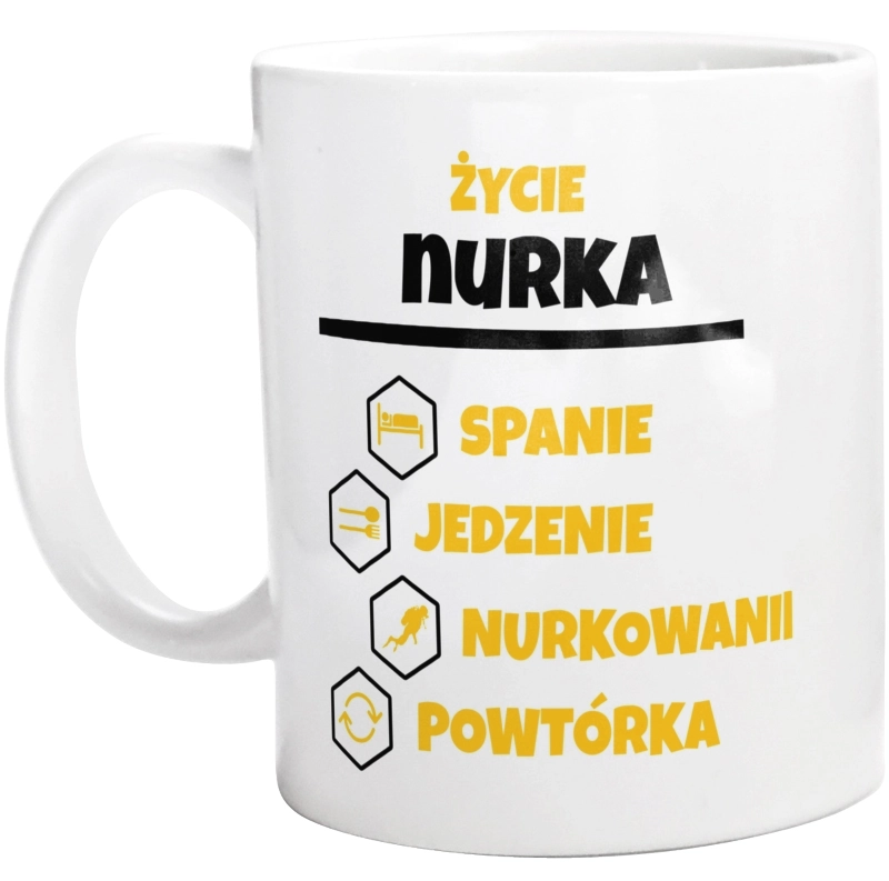 Nurek - Spanie Jedzenie - Kubek Biały