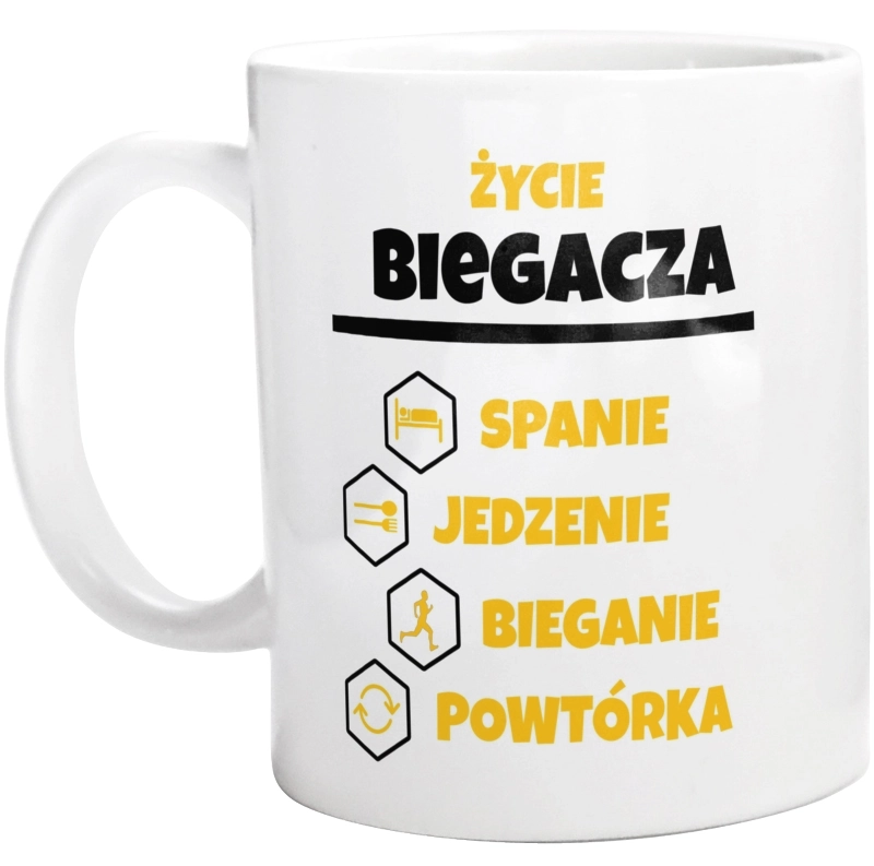 Biegacz - Spanie Jedzenie - Kubek Biały