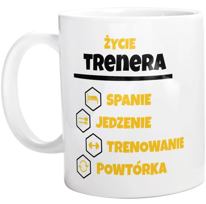 Trener - Spanie Jedzenie - Kubek Biały