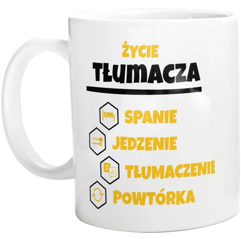 Tłumacz - Spanie Jedzenie - Kubek Biały