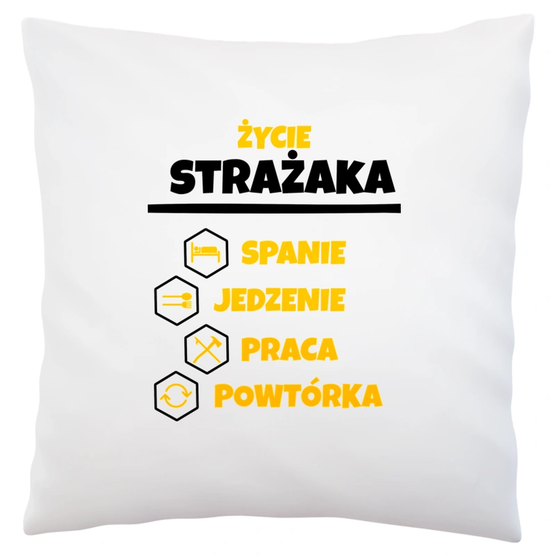 Strażak - Spanie Jedzenie - Poduszka Biała