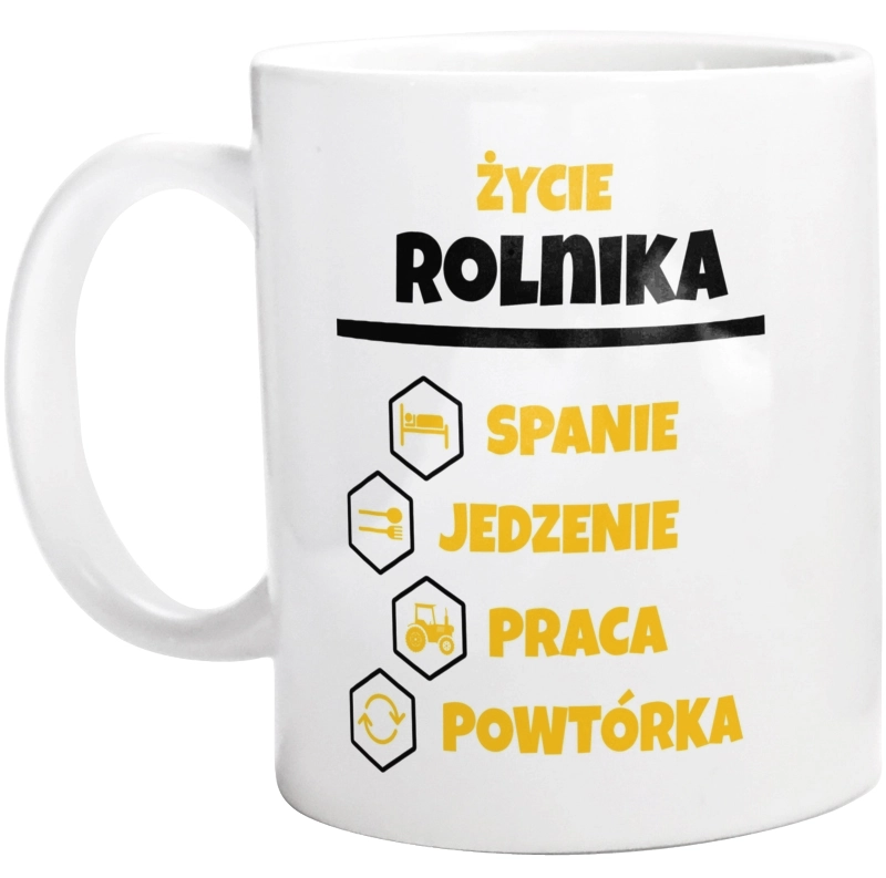 Rolnik - Spanie Jedzenie - Kubek Biały