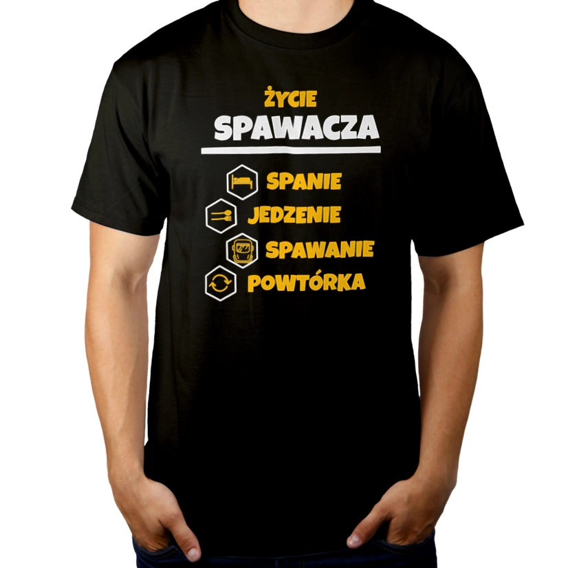 Spawacz - Spanie Jedzenie - Męska Koszulka Czarna