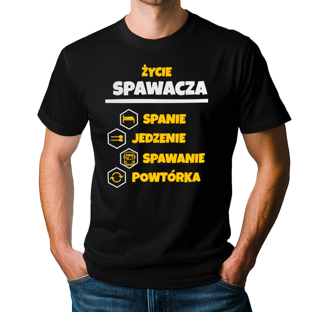 Spawacz - Spanie Jedzenie - Męska Koszulka Czarna