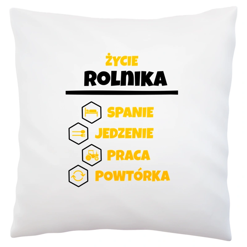 Rolnik - Spanie Jedzenie - Poduszka Biała