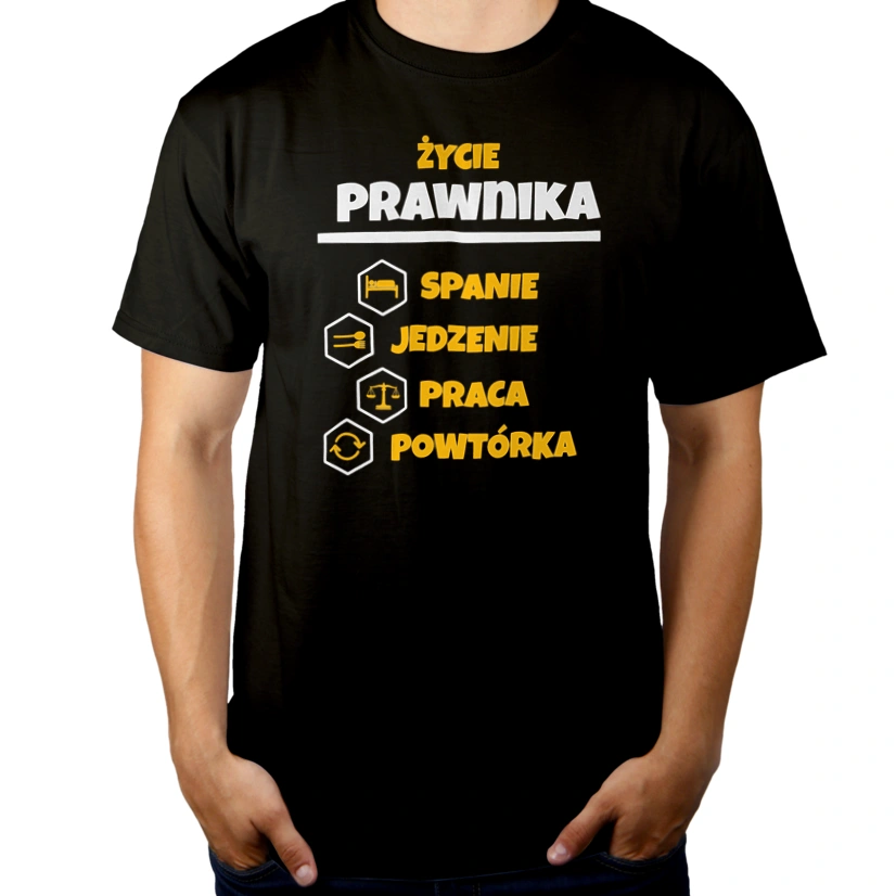 Prawnik - Spanie Jedzenie - Męska Koszulka Czarna