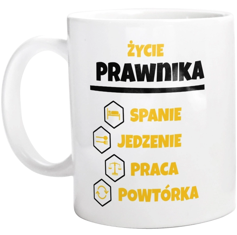 Prawnik - Spanie Jedzenie - Kubek Biały