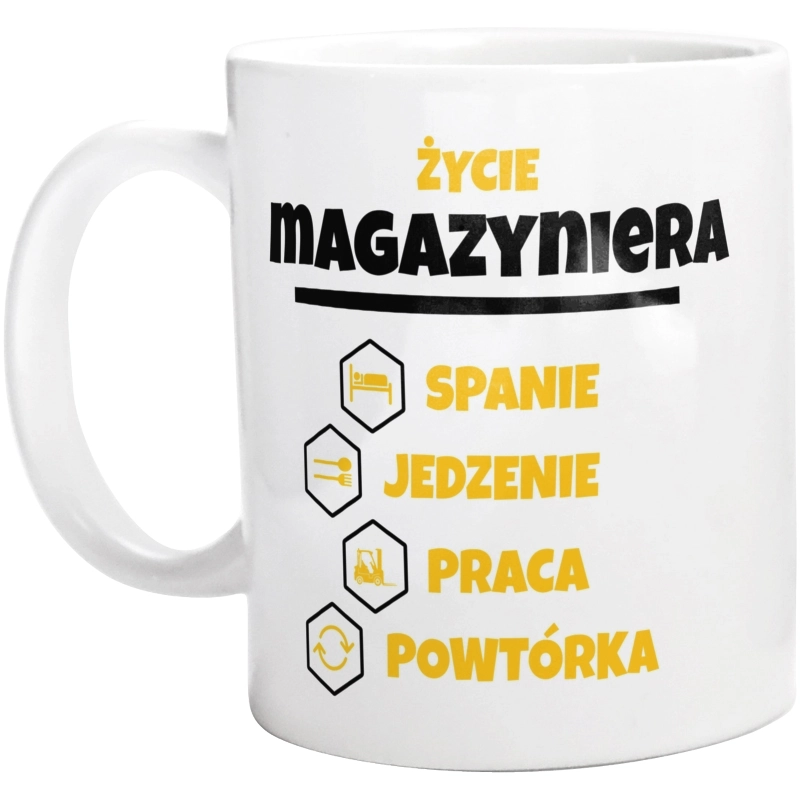 Magazynier - Spanie Jedzenie - Kubek Biały