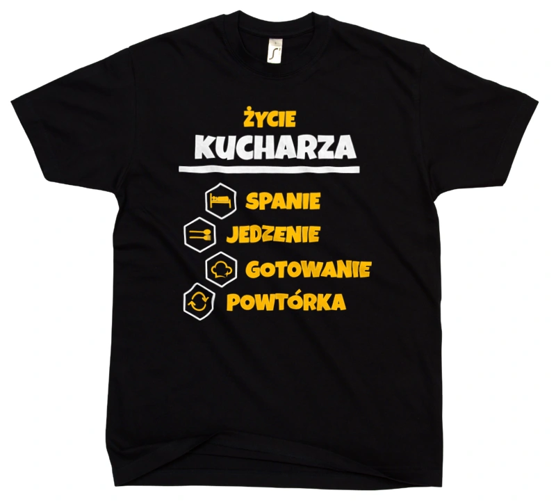 Kucharz - Spanie Jedzenie - Męska Koszulka Czarna