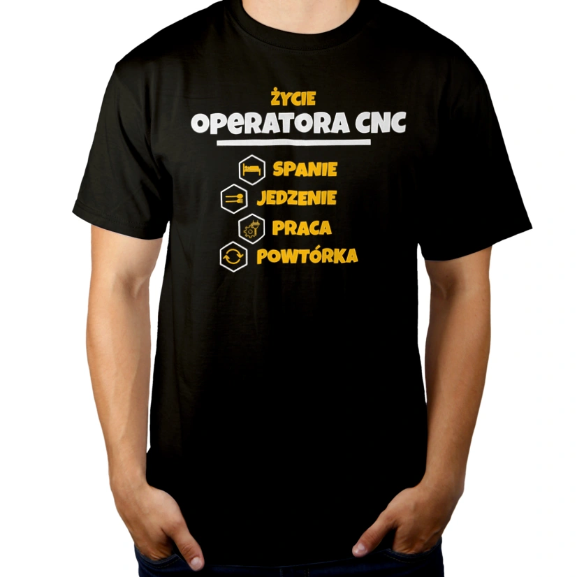 Operator Cnc - Spanie Jedzenie - Męska Koszulka Czarna