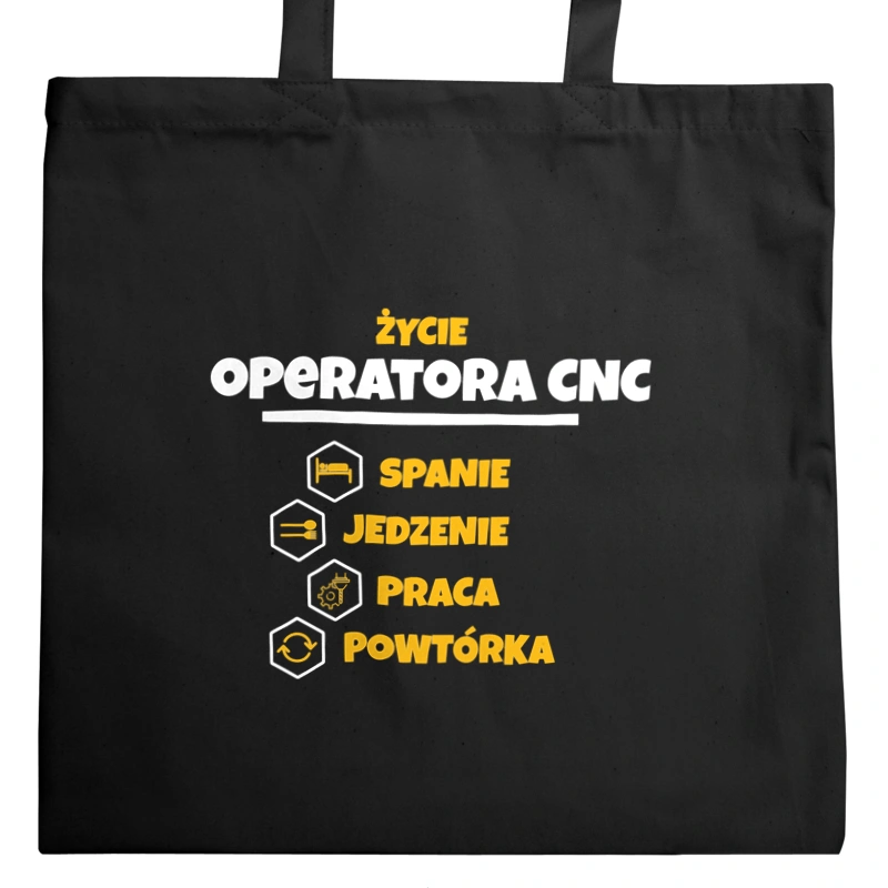 Operator Cnc - Spanie Jedzenie - Torba Na Zakupy Czarna