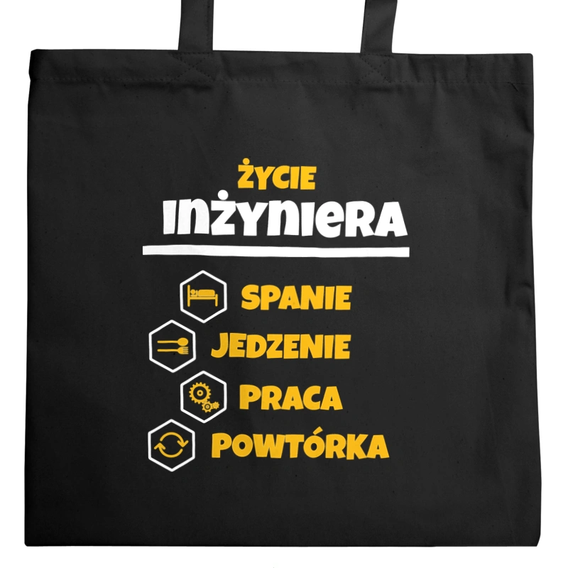 Inżynier Spanie Jedzenie - Torba Na Zakupy Czarna