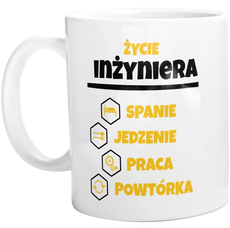 Inżynier Spanie Jedzenie - Kubek Biały