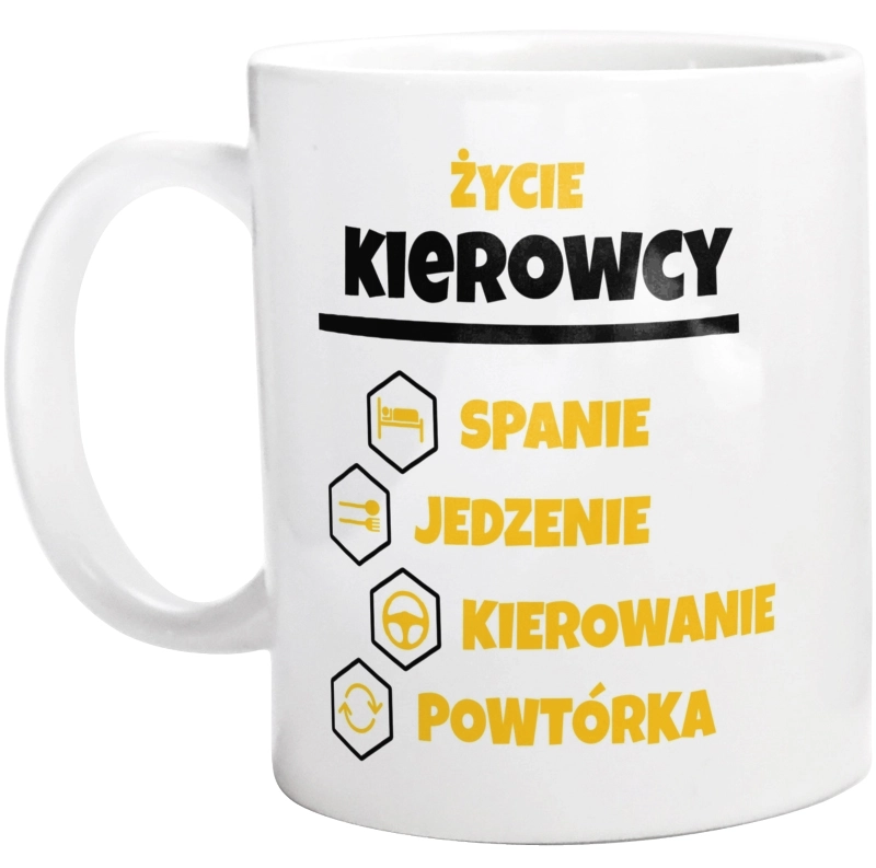 Kierowca - Spanie Jedzenie - Kubek Biały