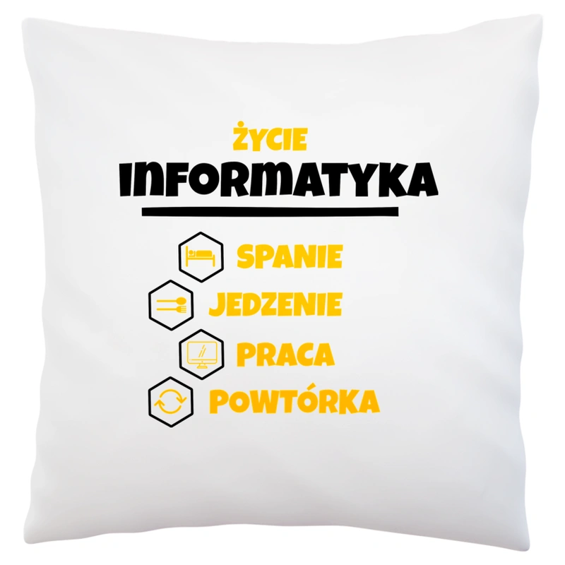 Informatyk Spanie Jedzenie - Poduszka Biała