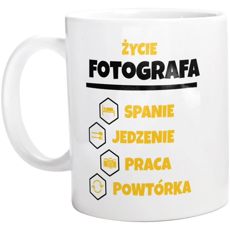 Fotograf - Spanie Jedzenie - Kubek Biały