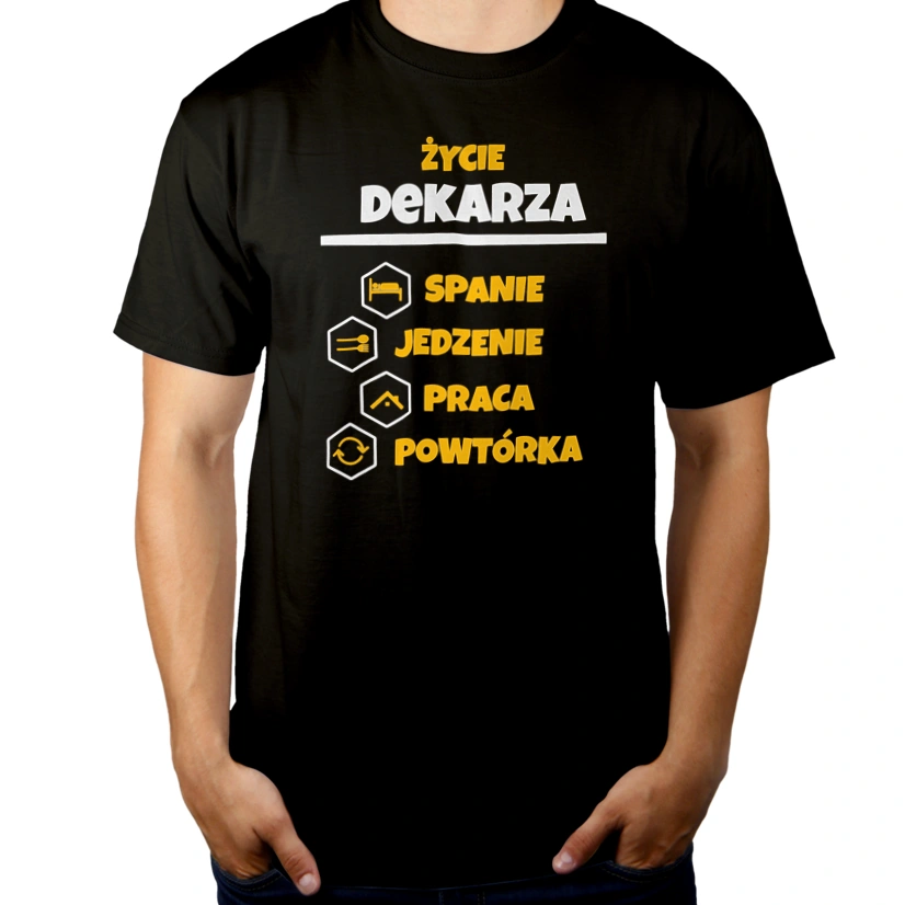 Dekarz - Spanie Jedzenie - Męska Koszulka Czarna