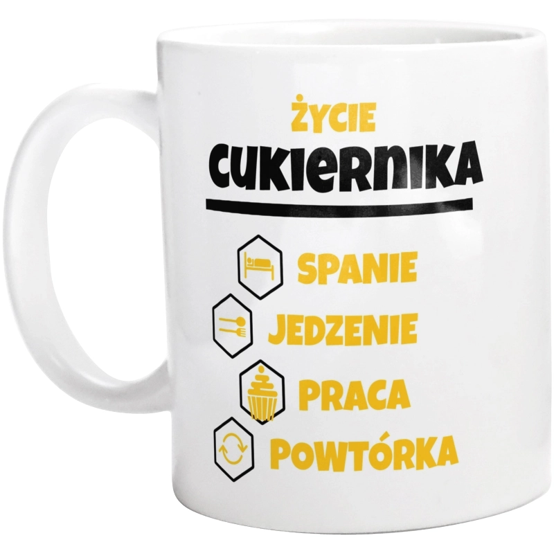 Cukiernik - Spanie Jedzenie - Kubek Biały