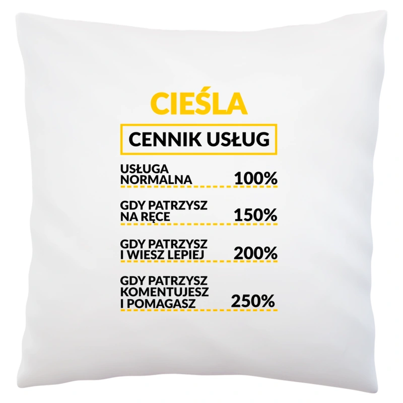 Cieśla - Cennik Usług - Poduszka Biała