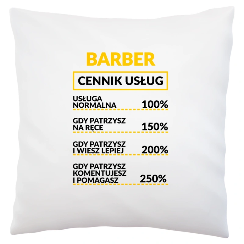 Barber - Cennik Usług - Poduszka Biała