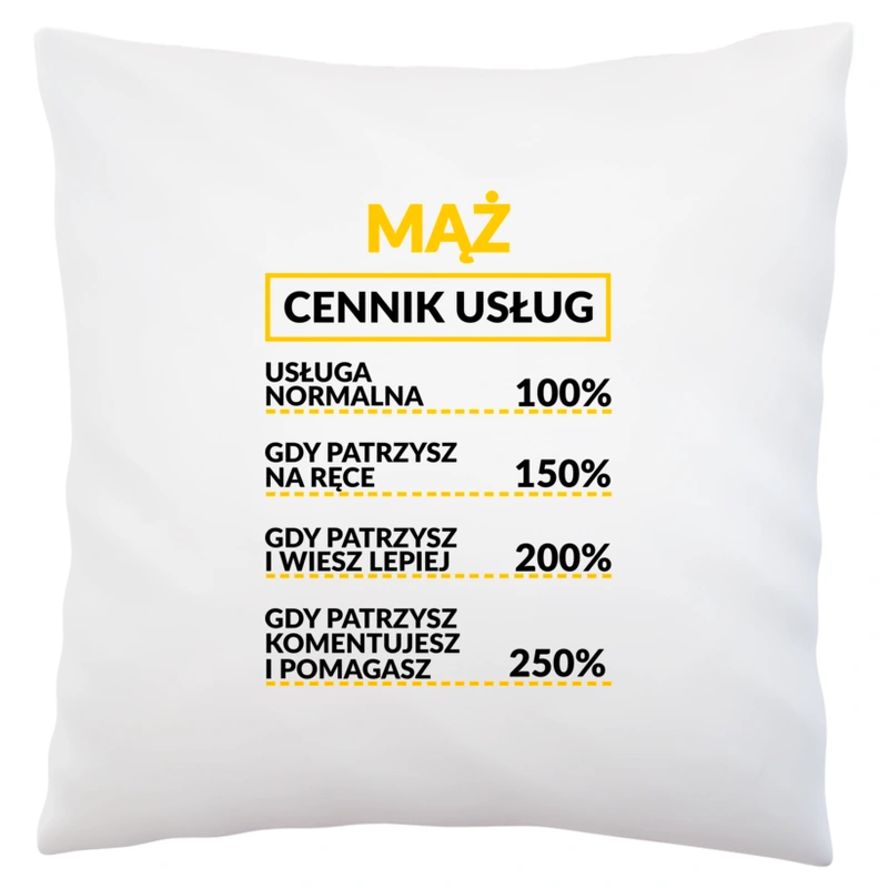 Mąż - Cennik Usług - Poduszka Biała