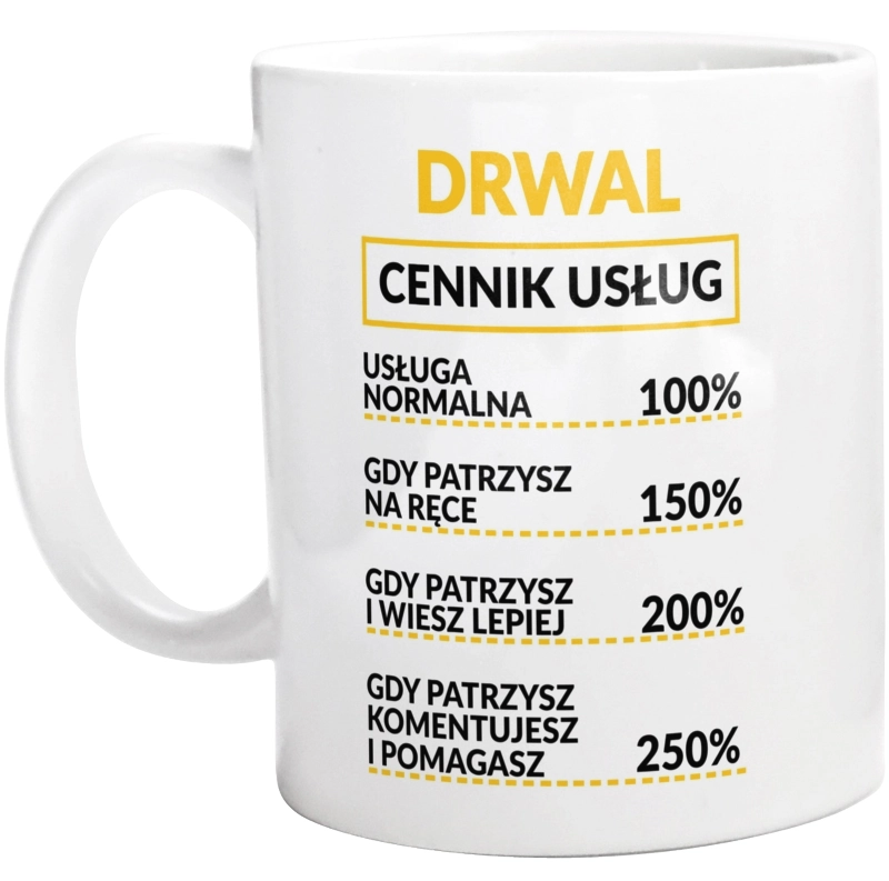 Drwal - Cennik Usług - Kubek Biały