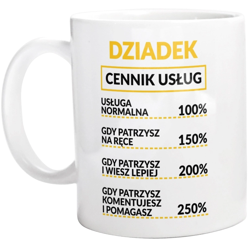 Dziadek - Cennik Usług - Kubek Biały