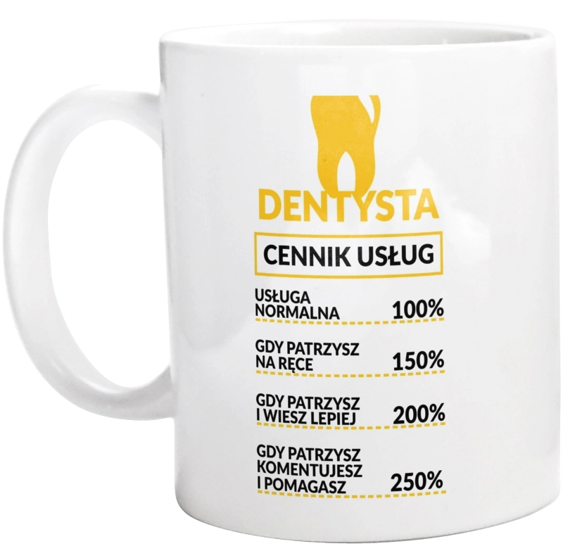 Dentysta - Cennik Usług - Kubek Biały