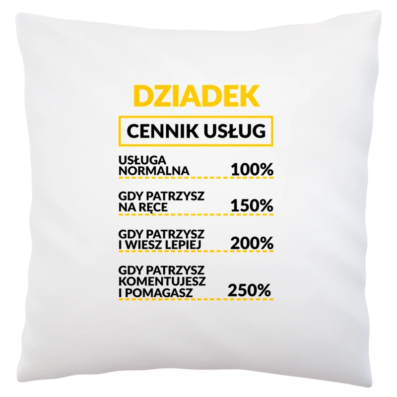 Dziadek - Cennik Usług - Poduszka Biała