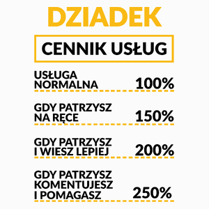 Dziadek - Cennik Usług - Poduszka Biała