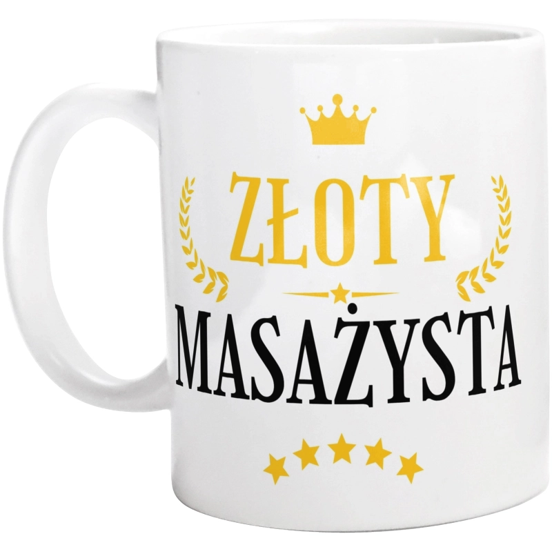 Złoty masażysta - Kubek Biały