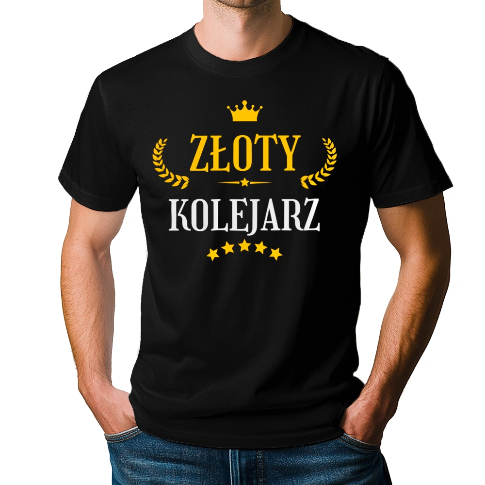 Złoty Kolejarz - Męska Koszulka Czarna