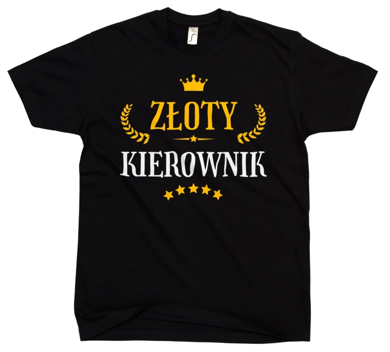 Złoty Kierownik - Męska Koszulka Czarna