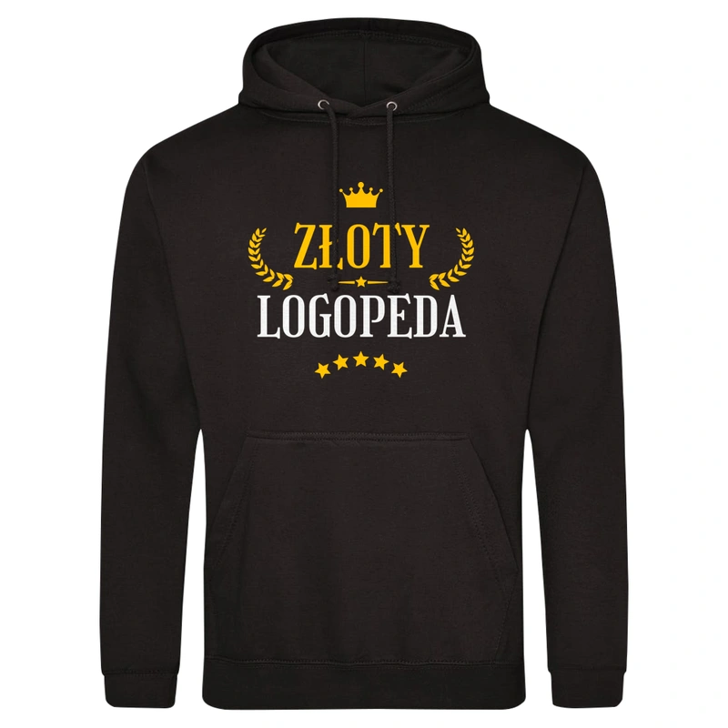 Złoty Logopeda - Męska Bluza z kapturem Czarna