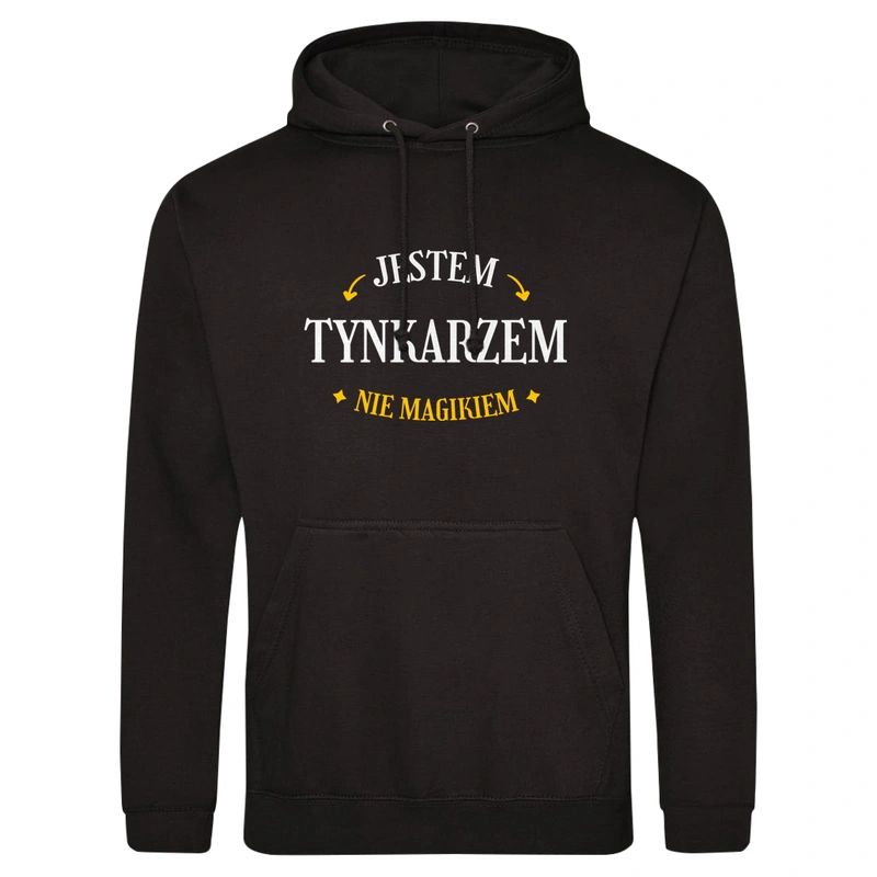 Jestem Tynkarzem Nie Magikiem - Męska Bluza z kapturem Czarna