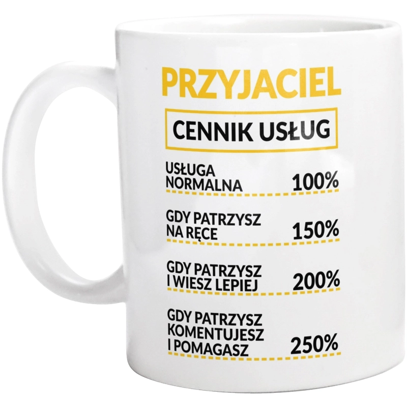 Przyjaciel - Cennik Usług - Kubek Biały