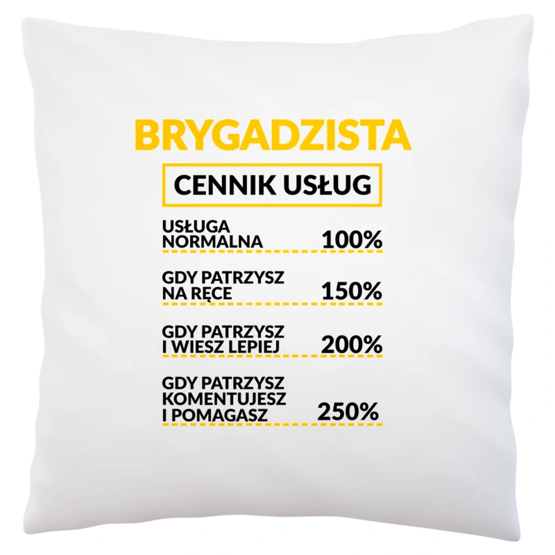 Brygadzista - Cennik Usług - Poduszka Biała