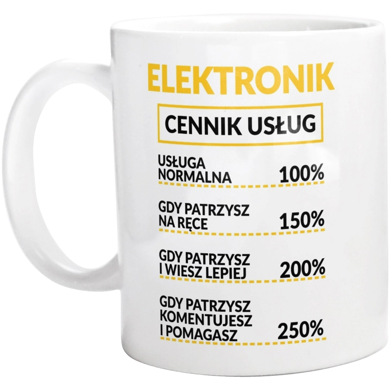 Elektronik - Cennik Usług - Kubek Biały