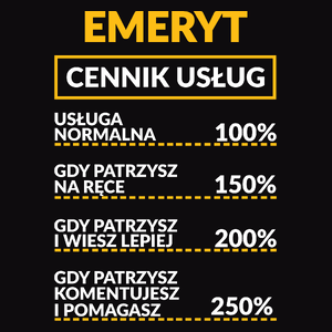 Emeryt - Cennik Usług - Męska Koszulka Czarna