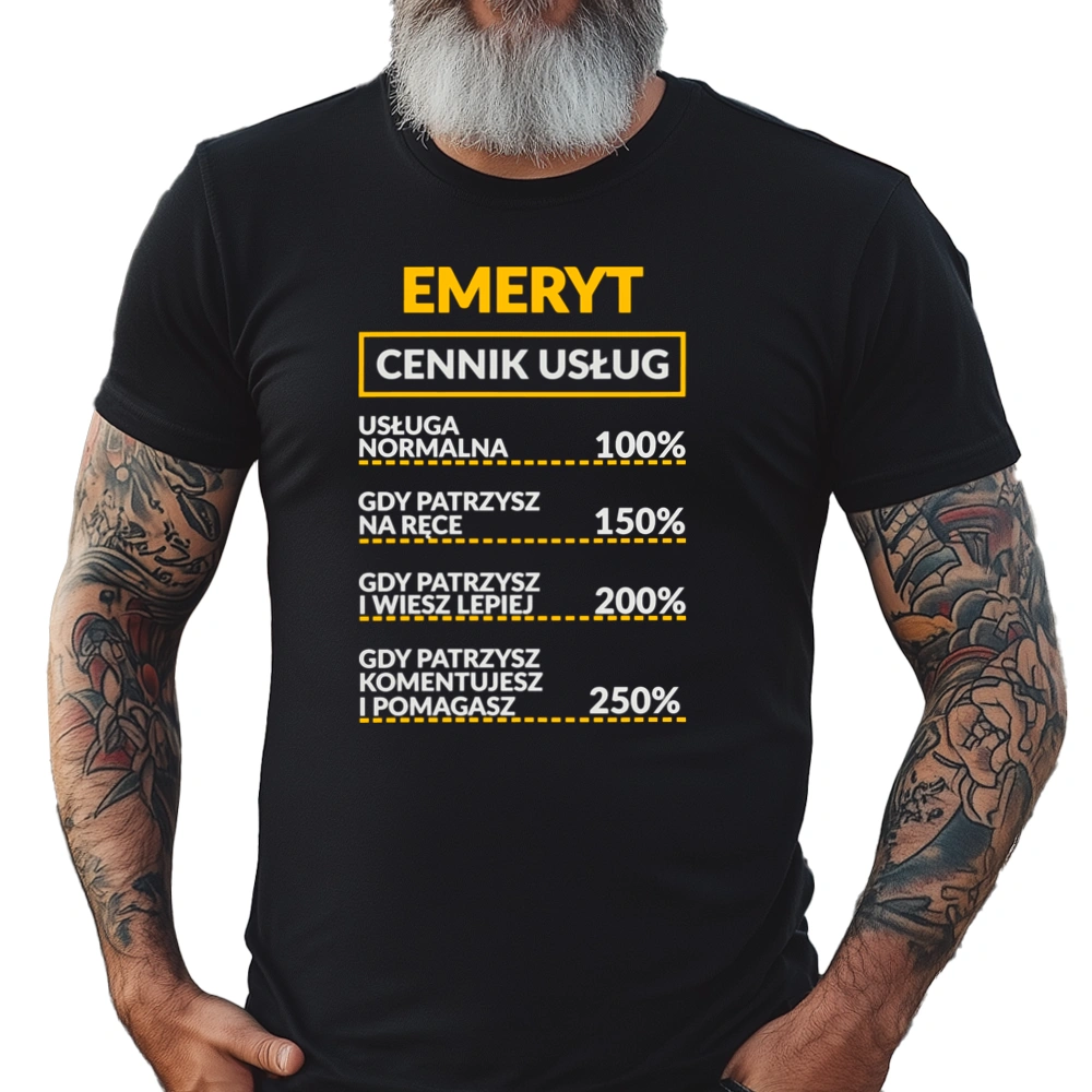 Emeryt - Cennik Usług - Męska Koszulka Czarna