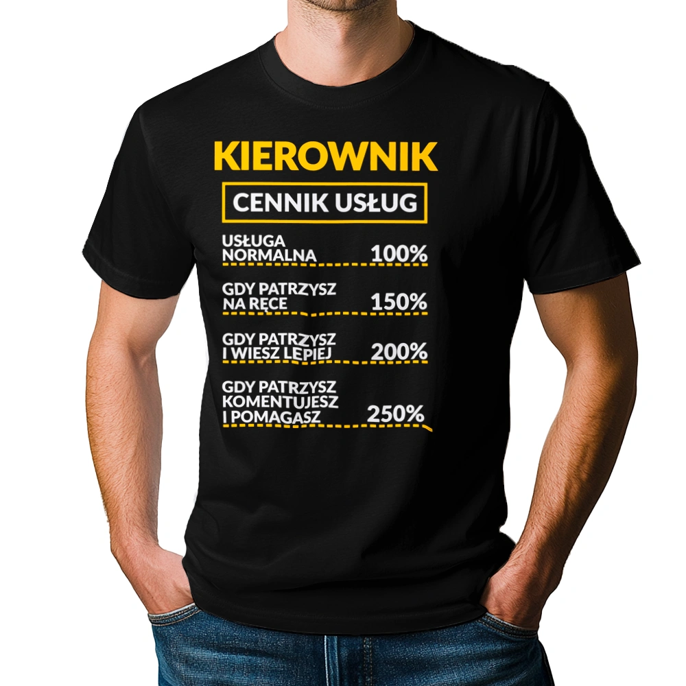 Kierownik - Cennik Usług - Męska Koszulka Czarna