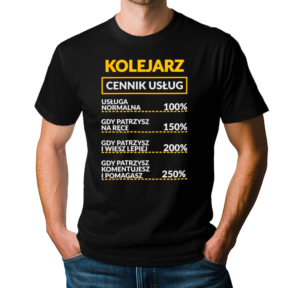 Kolejarz - Cennik Usług - Męska Koszulka Czarna