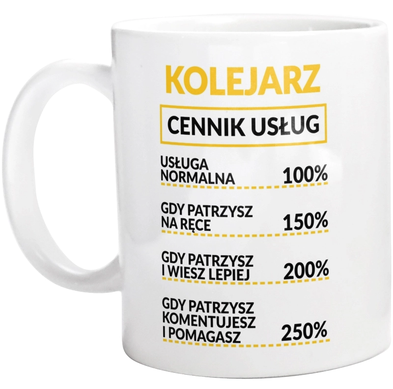 Kolejarz - Cennik Usług - Kubek Biały