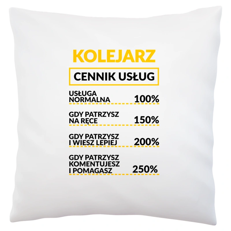 Kolejarz - Cennik Usług - Poduszka Biała