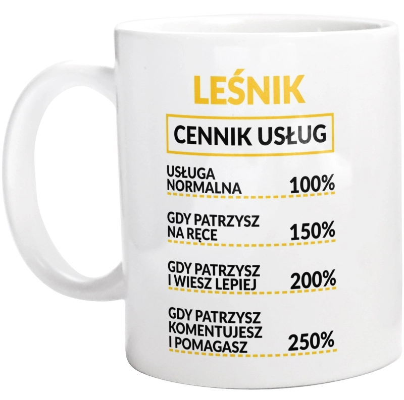 Leśnik - Cennik Usług - Kubek Biały